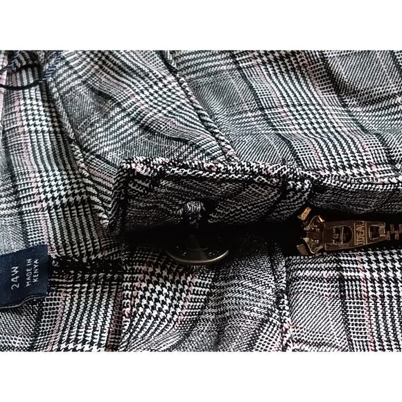 New Tommy Hilfiger 24W Plaid Pattern Pants Gray Stretch Mid Rise Trousers - Picture 7 of 11